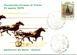 TEMATICA CAVALLI - HORSES - Cartolina, Campionato Europeo Di Trotto, Sport, Cesena - Chevaux