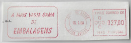 Portugal 1988 Fragment Meter Stamp Hasler Mailmaster Slogan The Widest Range Of Packaging Oeiras Paço De Arcos - Storia Postale