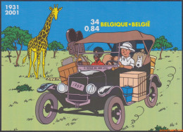 België 2001 - Mi:BL 82, Yv:BL 88, OBP:BL 93, Block - □ - Tintin In Africa Belgie - Kongo - 2001-…