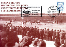 TEMATICA CAVALLI - HORSES - Cartolina, Campionato Europeo Di Trotto, Sport, Cesena - Chevaux