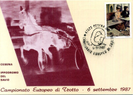 TEMATICA CAVALLI - HORSES - Cartolina, Campionato Europeo Di Trotto, Sport, Cesena - Paarden