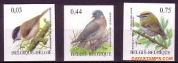 België 2005 - Mi:3434/3436, Yv:3374/3376, OBP:3389/3391, Stamp - □ - Birds Glossy Tit, Wood Pigeon, Fire Gold Rooster - 2001-…