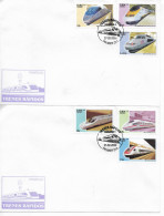 CUBA 2009 FAST TRAINS COMPLETE SET ON 3 FIRST DAY COVERS FDC - FDC