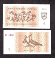 LITUANIA  1 TALONAS 1992 PIK 39 FDS - Lituania