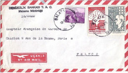 TURQUIE N° 1414/1415/1363 S/L. DU 18.4.59 POUR LA FRANCE - Covers & Documents