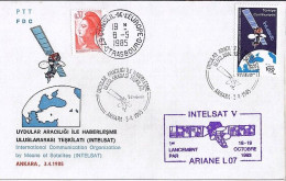 TURQUIE N° 2461 S/L. DU 3.4.85 THEME FUSEE ARIANE - Brieven En Documenten