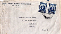 TURQUIE N° 1152x2 S/L. DU 18.3.53 POUR LA FRANCE - Storia Postale