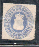 GERMANY GERMANIA GERMAN OLD STATES OLDENBURG 1867 COAT OF ARMS STEMMA ARMOIRIES 2g MH - Oldenbourg