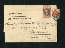 "GROSSBRITANIEN" 1888, Streifband Mit Zusatzfrankatur Nach Stuttgart (0533) - Storia Postale