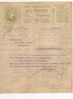 1907. AUSTRIA,TROPPAU,JOS. POLLAK,FINE LIQUOR FABRIK,LETTERHEAD,INVOICE TO BELGRADE,SERBIA - Oostenrijk