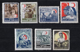 1944 - 1945 TURKEY RED CRESCENT SOCIETY STAMPS ACHIEVEMENTS OF THE RED CRESCENT MINT WITHOUT GUM - Francobolli Di Beneficenza