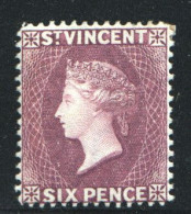 St Vincent Victoria 6d. Violet Crown CA Watermark SG 52  MM/MH - St.Vincent (...-1979)