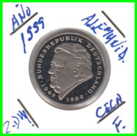 COIN ALEMANIA ( GERMANY ) MONEDA DE 2.00 DM AÑO 1999 CECA-F - STTUCART -LUDWIG ERHARD - NÍQUEL- SIN CIRCUILAR - PROOF - 2 Mark