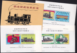 JAPAN 1972 Centenary Of Japan National Railways - 3 Sonderdrucke Im Folder - Storia Postale