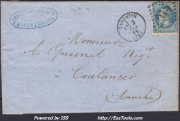 FRANCE N° 29B SUR LETTRE AVEC GC 315 BARENTIN SEINE INF + CAD DU 03/06/1871 - 1863-1870 Napoléon III Lauré