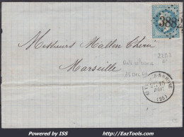 FRANCE N°29B SUR LETTRE GC 3882 ST VALLIER SUR RHONE DROME + CAD DU 15/12/1869 - 1863-1870 Napoléon III. Laure