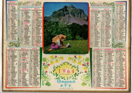 Calendrier Almanach Des P.T.T. 1964 Du Nord - Photo Lecture Au Grand Air - Format : 26.5x21 Cm - Groot Formaat: 1961-70