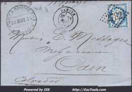 FRANCE N°60C SUR LETTRE AVEC GC 2782 PANTIN SEINE + CAD DU 28/11/1875 - 1871-1875 Ceres