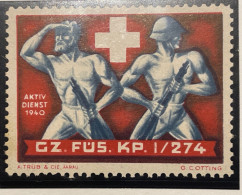 Schweiz Militaire Soldatenmarke  KP 1 / 274 Grenzbesetzung 1940 Aktivdienst . Z 18 - Vignetten