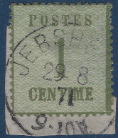 Fragment Alsace Lorraine N°1a 1c Vert Olive Oblitéré Dateur Allemand De JEBSHEIM RRR Sur Petite Valeur ! - Usados