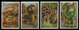 Sambia 1994 - Mi-Nr. 641-644 ** - MNH - Schlangen / Snakes - Zambia (1965-...)