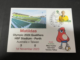 2-11-2023 (1 V 8) Australia (3) V Taiwan (0) - Matildas Olympic 2024 Qualifiers (match 3) 1-11-2023 In Perth - Verano 2024 : París