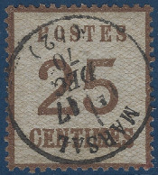 Alsace Lorraine N°7 25c Brun Oblitéré Dateur Francais Type 16 De MARSAL TTB & R - Used Stamps