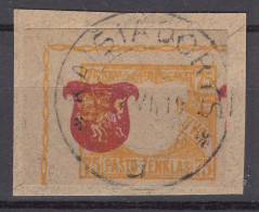 Lithuania Litauen 1919 Silk Paper Mi#36 Imperforated Used Cut Square With Error - Moved Center, Very Nice Piece - Lituanie