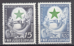Yugoslavia Republic 1953 Esperanto Mi#729-730 Mint Never Hinged - Unused Stamps