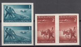 Italy Yugoslavia Trieste Zone B 1949 Airmail Mi#5-6 U Sassone#3-4 A Imperforated Mint Never Hinged Pairs - Nuevos