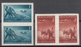 Italy Yugoslavia Trieste Zone B 1949 Airmail Mi#5-6 U Sassone#3-4 A Imperforated Mint Never Hinged Pairs - Neufs