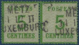 Alsace Lorraine N°4a 5c Vert Fonçé Oblitéré Griffe Des Ambulants 3 Lignes Grand Caractères METZ-LUXEMBURG TTB & RR - Oblitérés