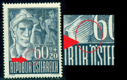 1947 War Prisoners,soldier Working,Austria,833,60g,MNH Error:Blue Spot/left Of"60" - Varietà & Curiosità