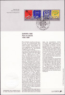 Europa CEPT 1995 France - Frankreich Y&T N°DP2941 à 2942 - Michel N°PD084 à 3085 (o) - Format 145*210 - Notice - 1995