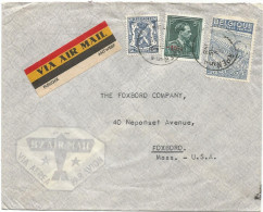 BELGIQUE 3FR15+50C +5FR -10% LETTRE COVER AVION ANVERS 1948  TO USA - Brieven En Documenten