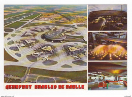 75 PARIS Aéroport Charles De Gaulle N°289 Belle Vue Aérienne Aérogare 7 Satellites Avions VOIR DOS - Luchthaven