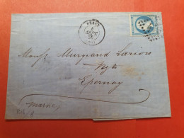 Napoléon 20ct Sur Lettre Avec Texte De Paris Pour Epernay En 1865 - Réf 2714 - 1849-1876: Période Classique