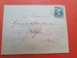 Napoléon 20ct Sur Lettre Avec Texte De Paris Pour Vierzon En 1866, Ambulant Au Dos - Réf 2723 - 1849-1876: Klassik