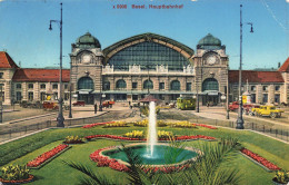 SUISSE - Bâle - Gare Centrale - Colorisé - Carte Postale Ancienne - Bâle