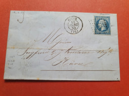 Napoléon ND 20ct Sur Lettre Avec Texte De Rouen Pour Le Havre En 1859, Ambulant Au Verso - Réf 2737 - 1849-1876: Période Classique