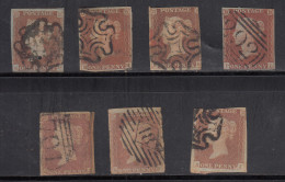 1d X 7 Penny Red Imperf., Series, Great Britian Used (1 With Pin Hole ) - Used Stamps