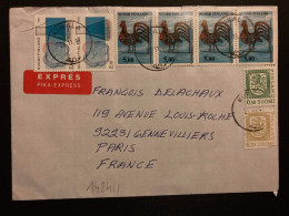 LETTRE EXPRES Pour La FRANCE TP COQ 5,00 Bande De 5 + 2,10 X2 + 0,50 + 0,20 OBL.21 11 91 KIIKALA - Briefe U. Dokumente