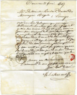 1845 POSTES  Sign. Mac Aulisse Carentan Manche  => Mlle  Rouland  Directrice  Messageries Royales à Limoges Haute Vienne - Historical Documents