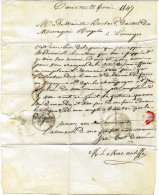 1845 POSTES  Sign. Mac Aulisse Carentan Manche  => Mlle  Rouland  Directrice  Messageries Royales à Limoges Haute Vienne - Documenti Storici