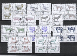 BULGARIA Nº 3358 AL 3362 Y 3391AL 3395  BLOQUE DE CUATRO NUEVO MATASELLADO DE FABOR - Used Stamps