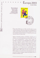 Europa CEPT 2003 France - Frankreich Y&T N°DP3556 - Michel N°PD3694 (o) - 0,50€ EUROPA - Format 145*210 - Notice - 2003