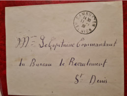 LETTRE 1939 CAMBUSTON POUR SAINT DENIS TIMBRE 40 C RADE ET 25 C CASCADE - Storia Postale