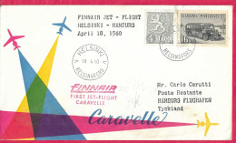 FINLAND - FIRST CARAVELLE FLIGHT FINNAIR FROM HELSINKI TO HAMBURG *18.4.60* ON OFFICIAL COVER - Brieven En Documenten