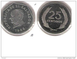 El Salvador ,25 Cents 1988,km 157, Proof !!!!!!!!! - Salvador