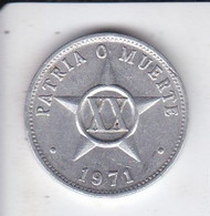 MONEDA DE CUBA DE 20 CENTAVOS DEL AÑO 1971 (COIN) - Cuba